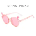 Gafas de sol rosadas infantiles con diseño de orejas de conejo estilo dulce y bonito. - Montura Rosa / Lentes Rosas