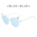 Gafas de sol transparentes para niños con orejas de conejo azules y lentes de colores divertidos. - Montura Transparente Lentes Azules