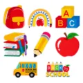 School supplies embroidered patches set, cute backpack books and alphabet cloth appliques. - Full Set Combination(整套)