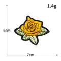Écusson brodé rose jaune accessoire de vêtement badge décoratif bricolage appliqué 6x7cm - H0576