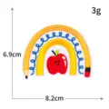 Rainbow Pencil Apple Embroidery Patch Cute Cartoon School Bag Clothes Decor 8.2x6.9cm - Rainbow Pencil Apple(S6524)