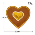 Large brown velvet heart sequin embroidered patch for DIY clothing accessories 19x20cm 13g - M1531 / Dark Brown