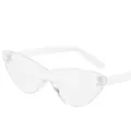 Transparente rahmenlose Cat-Eye-Sonnenbrille, klare einteilige Mode-Brille für Damen Herren. - Transparent