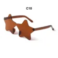Braune sternförmige einteilige rahmenlose Party-Sonnenbrille Variante C10 für Mode Outfit. - Transparentes Teebraun