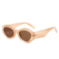 Schicke unregelmäßige Sonnenbrille in transluzentem Champagner mit braunen Gläsern. - Helltee