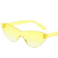 Modische gelbe rahmenlose einteilige Cat-Eye-Sonnenbrille für Damen und Herren, stylisch. - Verlauf Gelb