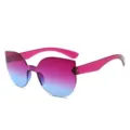 Bonbonfarbene einteilige Farbverlauf Sonnenbrille, stilvolle pink-blaue rahmenlose Brille. - Lila-Blau Farbverlauf
