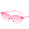 Modische rahmenlose rosafarbene Katzenaugen Sonnenbrille mit Farbverlauf, trendiger Augenschutz. - Zweifarbiges Rosa
