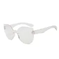 Transparente rahmenlose einteilige Katzenaugen-Sonnenbrille für Damen und Herren, klar. - Klarweiß