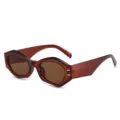 Modische unregelmäßige geometrische Sonnenbrille mit braunem Rahmen und getönten Gläsern. - Dunkelbraun