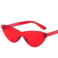 Rote rahmenlose Cat-Eye-Sonnenbrille, trendige einteilige Geleefarbene Sonnenbrille Damen Herren. - Rot