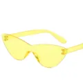 Gelbe transparente Katzenauge Sonnenbrille, trendige Gelee Farbe rahmenlose Sonnenbrille. - Hellgelb