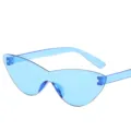 Blaue transparente Katzenauge Sonnenbrille, stilvolles rahmenloses Jelly Design Damen. - Hellblau