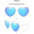 Modische herzförmige Sonnenbrille mit transparentem Rahmen und blauen Spiegelgläsern. - Transparenter Rahmen Blau Verspiegelt