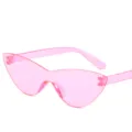Rosa transparente Katzenauge rahmenlose Sonnenbrille mit Gelee Farbe trendige Brille - Hellrosa