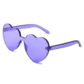 Transparente lila herzförmige Sonnenbrille, stilvolle bonbonfarbene randlose Brille. - Transparent Lila