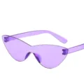 Lila Geleefarbene rahmenlose Katzenaugen Sonnenbrille, trendige einteilige Brille Damen. - Transparentes Violett