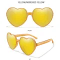 Herzförmige verspiegelte Sonnenbrille gelb trendige Party Brille für Damen und Streetstyle. - Gelber Rahmen Gelb Verspiegelt