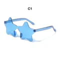 Blaue sternförmige rahmenlose Sonnenbrille Party Mode Brille Variante C1 für Damen und Herren. - Blau