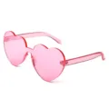 Rosa herzförmige rahmenlose Sonnenbrille für Damen, süße Bonbonfarbe trendige Brille. - Transparentes Rosa