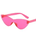 Rosa Jelly Katzenaugen Sonnenbrille Rahmenlos Eines Stücks Modische Brillen Variante - Fuchsia