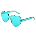 Türkise herzförmige Sonnenbrille, Bonbonfarbene einteilige randlose Brille Damen - Seeblau
