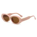 Modische rosa ovale Sonnenbrille für Damen, dicker Retro-Rahmen mit braunen Gläsern chic. - Rosa Rahmen Tee-Gläser