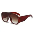Grosse Damen Sonnenbrille mit Farbverlauf, modische Streetwear dicke Rahmen Brille UV400. - Dunkelbraun