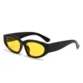 Modische Retro Sonnenbrille mit schwarzem dickem Rahmen und auffälligen gelben Linsen. - Glänzender schwarzer Rahmen Gelbe Linse