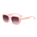 Stijlvolle modieuze retro roze montuur rechthoekige zonnebril voor dames en heren casual. - Roze Frame Gradiënt Grijze Glazen