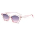 Modische rosa Polygon Sonnenbrille mit lila Farbverlauf für den perfekten Damen Sommerlook. - Rosa Rahmen Grau-Rosa Gläser