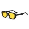 Stijlvolle retro rechthoekige zonnebril met zwart dik montuur en gele lenzen voor heren. - Zwart Frame Gele Lenzen