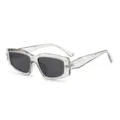 Transparante vierkante zonnebril voor dames, trendy donkere lenzen UV bescherming. - Lichtgrijs Frame Grijze Lens