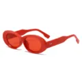 Rote ovale Sonnenbrille für Damen, trendige klobige Retro Brille mit roten Gläsern. - Roter Rahmen Rote Gläser
