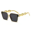 Gafas de sol cuadradas de moda con patillas de cadena metálica, protección UV, elegante. - Montura Beige Lente Gris
