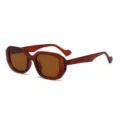 Moderne retro bruine rechthoekige zonnebril voor heren en dames, dik montuur trendy. - Donker Thee Frame Thee Lenzen