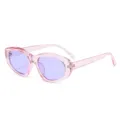 Modische rosa transparente ovale Sonnenbrille mit lila Gläsern für Damen und Herren chic. - Hellvioletter Rahmen Lila Gläser