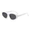 Weiße klobige ovale Sonnenbrille, Retro-Cat-Eye-Sonnenbrille für Damen und Herren. - Weißer Rahmen Graue Gläser