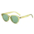 Vintage round frame sunglasses for women and men, stylish green lenses and lime yellow frame. - Transparent Green Frame Green Lens
