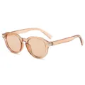 Retro round frame sunglasses for men and women, trendy clear tea frame anti-uv eyewear. - Light Tea Frame Tea Lens