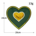 Large heart-shaped sequin embroidered patch for clothing, green velvet DIY badge accessory. - M1531 / Green