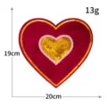 Large red heart sequin embroidered patch fabric applique for clothing DIY decoration. - M1531 / Red