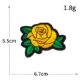 Gelbe Rose gestickter Aufnäher Kleidung Zubehör DIY Bügelbild Applikation 5.5x6.7cm - H0684