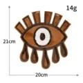 Grand patch d'œil brodé de sequins, élégant patch en tissu marron pour vêtements. - Café Clair