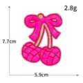 Écusson cerise à paillettes avec broderie nœud, parfait pour la décoration de vêtements DIY. - M1511 rouge rose
