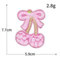 Paillettes nœud cerise brodé patch thermocollant bricolage vêtement insigne 1pc - M1511 rose