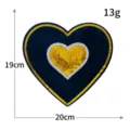 Large Heart Sequin Patch Velvet Embroidered Badge DIY Clothing Applique Decoration 20cm - M1531 / Dark Blue