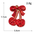 Patch brodé nœud cerise à sequins rouges applique décorative DIY pour accessoires de vêtements - M1511 rouge