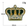 Grande parche corona lentejuelas verde terciopelo bordado accesorio ropa DIY 16x20cm - Verde
