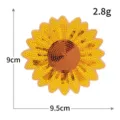 Parche bordado de lentejuelas de girasol accesorio de ropa DIY 9x9.5cm insignia brillante - M1563